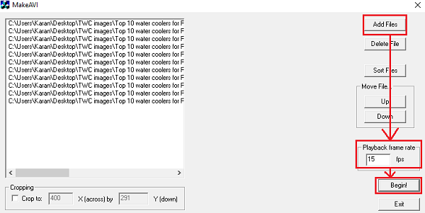 Software de creación de películas de lapso de tiempo MakeAVI