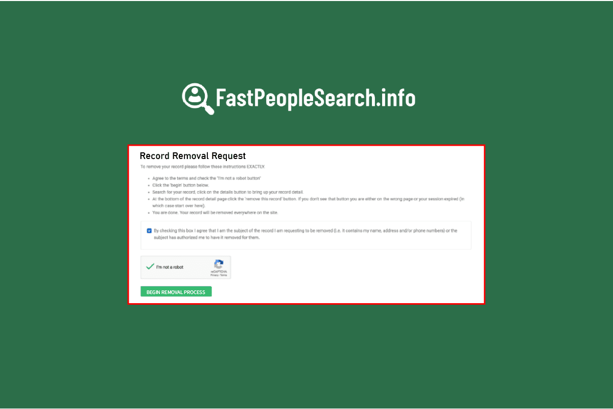 Guía de exclusión y eliminación de FastPeopleSearch