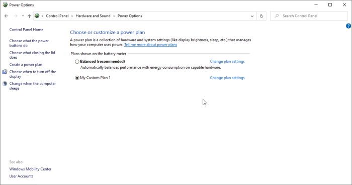 Elección del plan de energía de Windows 10
