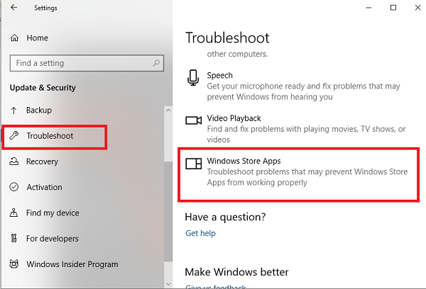 Solucionador de problemas de la Tienda Windows