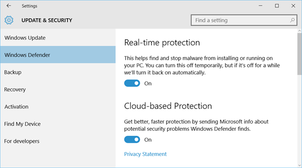 Windows Defender no se apaga