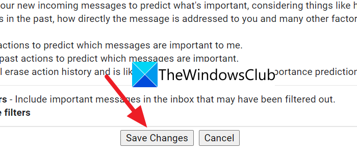 Guardar cambios en la configuración de Gmail