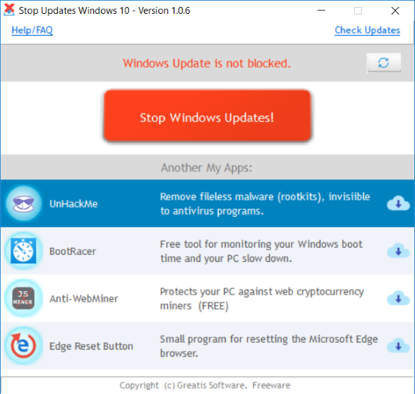 Detener actualizaciones 10
