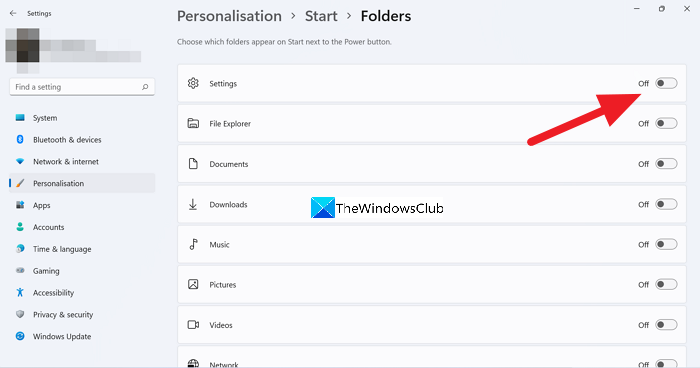 Agregar carpetas al menú Inicio de Windows 11