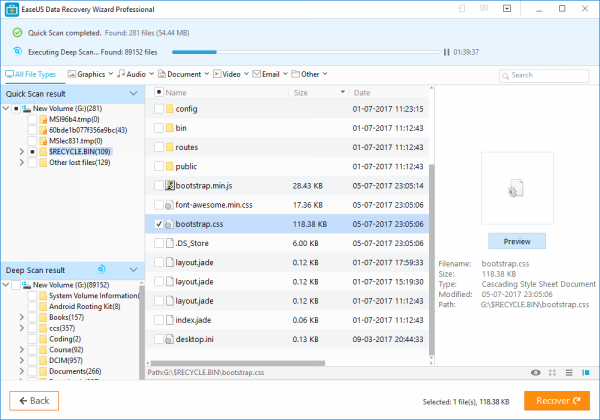 Recuperación de datos EaseUS