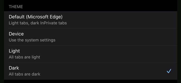 ¿Cómo habilitar el tema oscuro en Microsoft Edge para iPad?