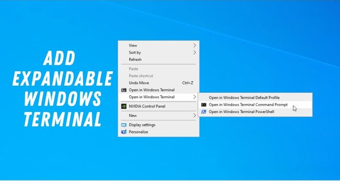 Agregue el terminal desplegable de Windows en el menú contextual para abrir cualquier perfil
