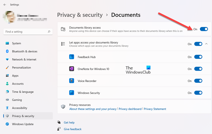 Acceso a la biblioteca de documentos