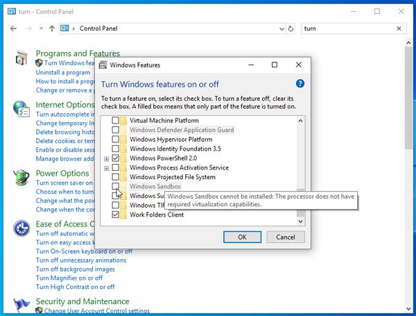 Habilitar Windows Sandbox en VirtualBox