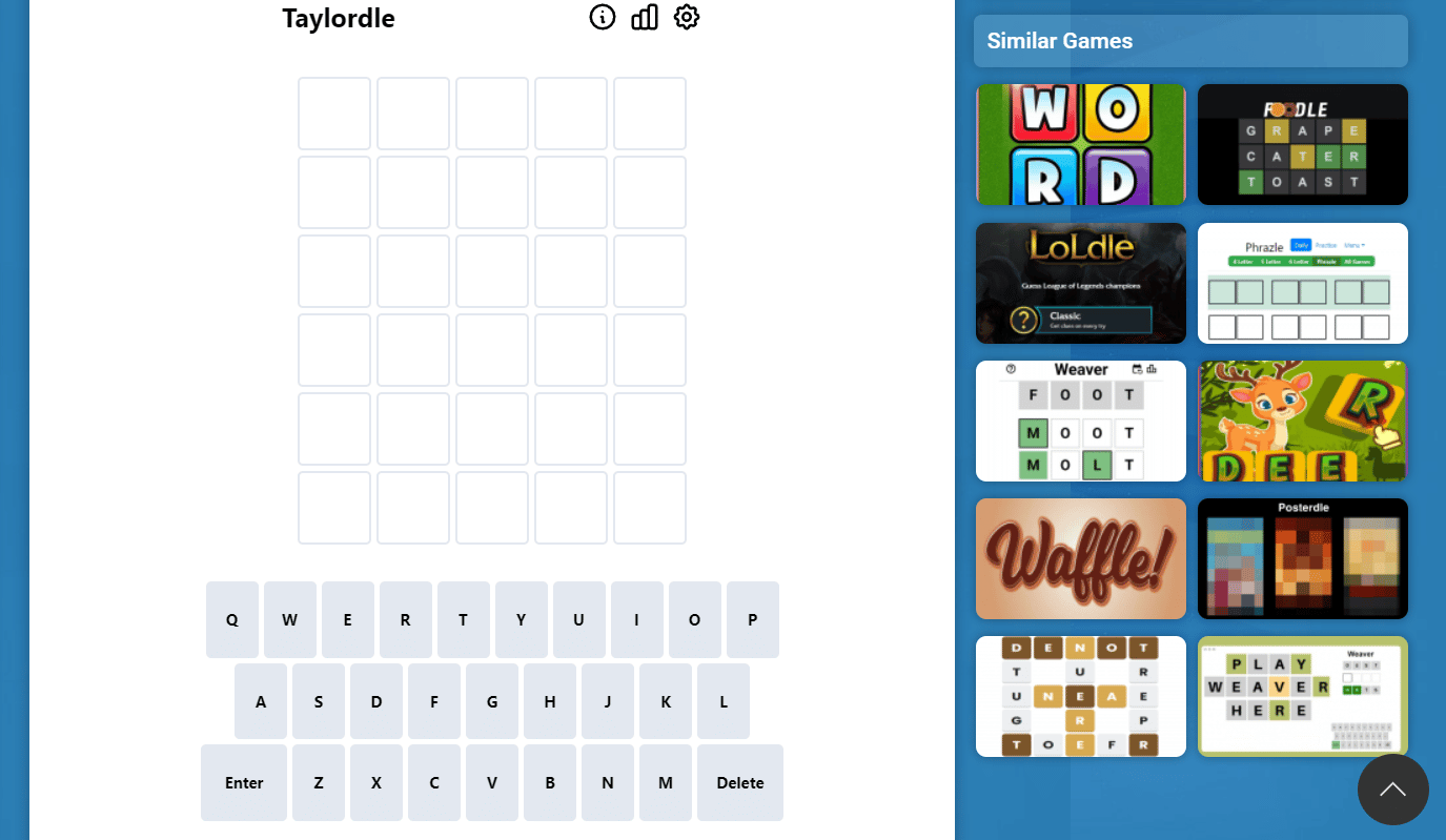Sitio web de Wordle Taylordle