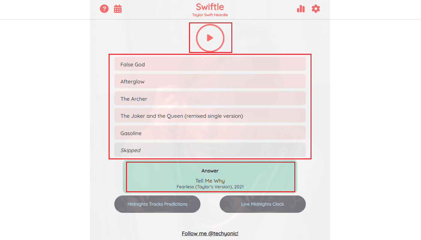 Swiftle Techyonic sitio web oficial respuesta incorrecta y correcta