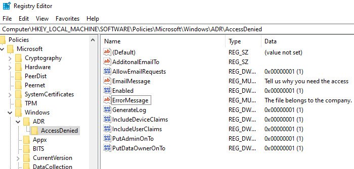 Personalice el método de registro de mensajes de acceso denegado