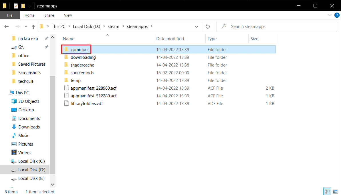 abra la carpeta común en la carpeta steamapps.  Qué hacer si Fallout New Vegas no funciona en Windows 10