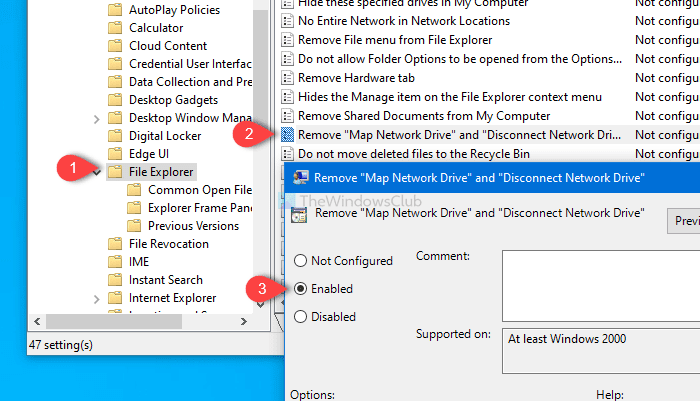 ¿Cómo elimino las opciones Asignar unidad de red y Desconectar unidad de red de esta computadora?