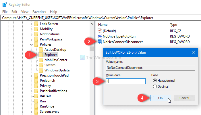 ¿Cómo elimino las opciones Asignar unidad de red y Desconectar unidad de red de esta computadora?