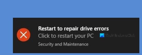 Reiniciar para reparar errores de disco