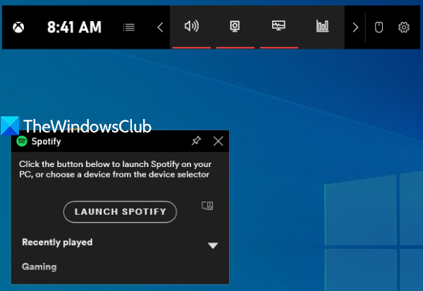 widget visible de spotify