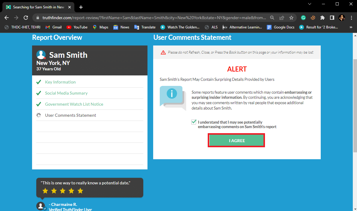 Haga clic en ACEPTO debajo del aviso