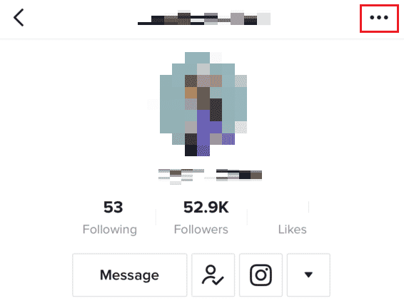 Toque el ícono de tres puntos en la esquina superior derecha |  cómo eliminar la cuenta de TikTok de otra persona