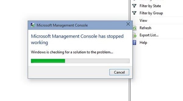 Microsoft Management Console ha dejado de funcionar