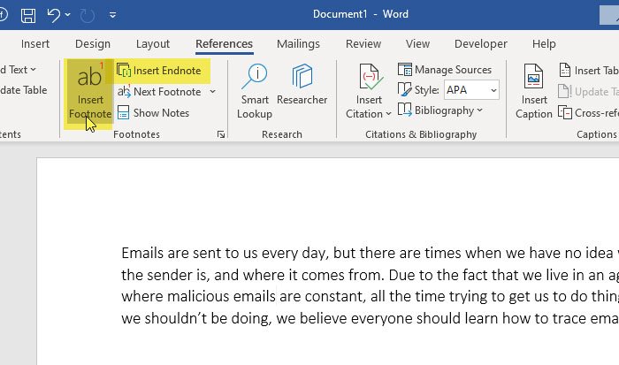 Insertar notas al pie y notas al final en Word