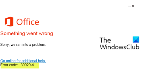 Código de error de Microsoft Office 30029-4