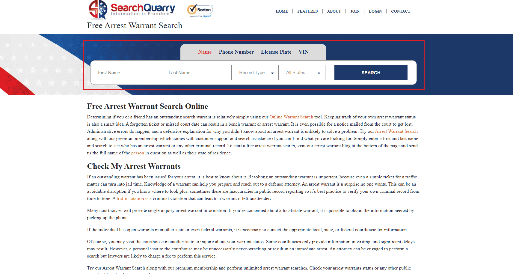 Sitio web de SearchQuarry