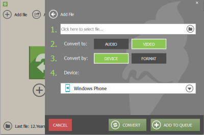 Ice Cream Media Converter Añadir nuevo