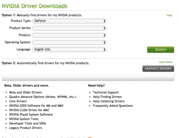 Descargar controladores NVIDIA