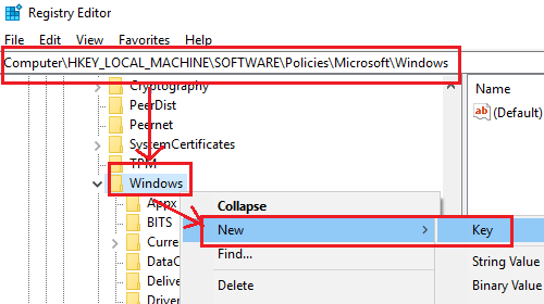 Crear una nueva clave para la carpeta de Windows