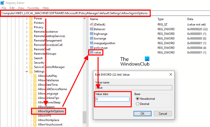 deshabilitar el editor de registro de Windows hola pin
