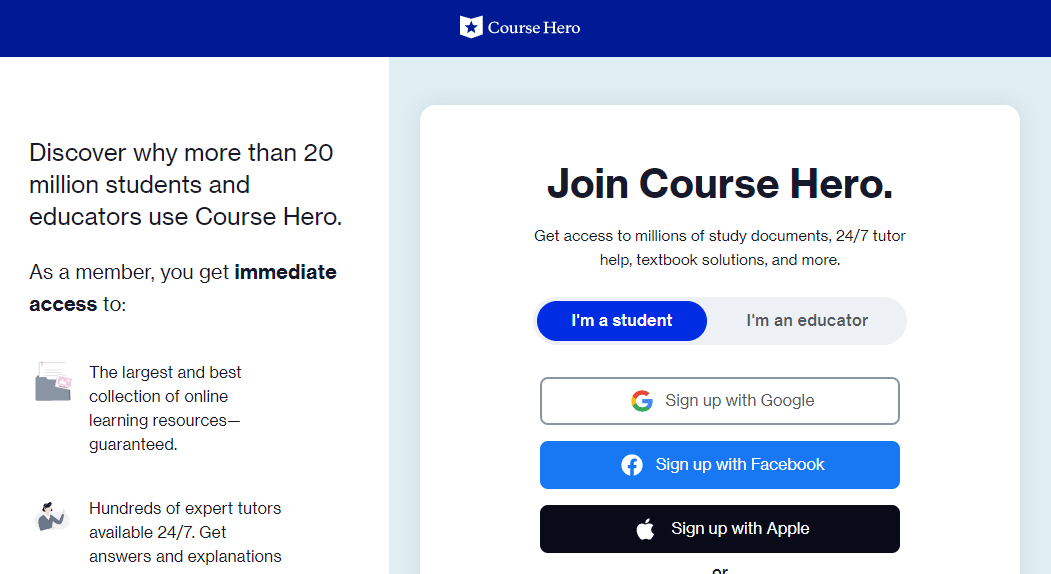 Iniciar sesión en Course Hero