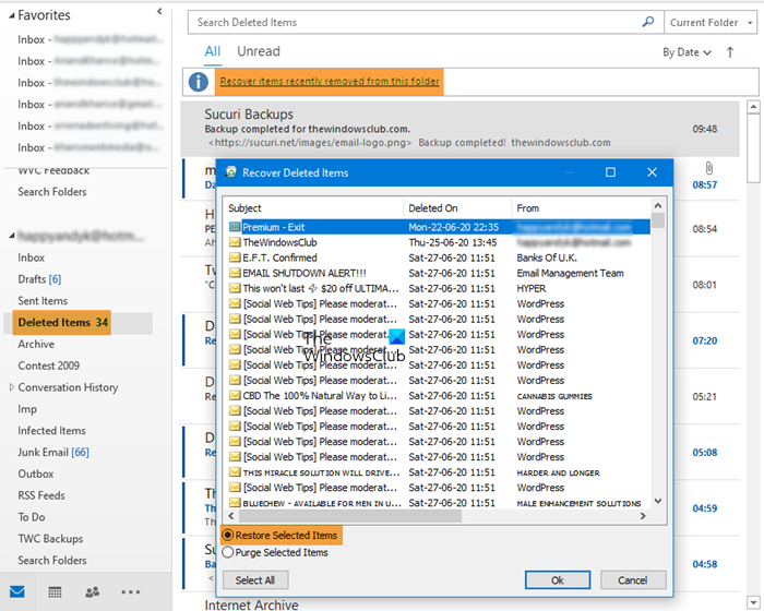 Recuperar elementos eliminados de la carpeta Elementos eliminados de Outlook