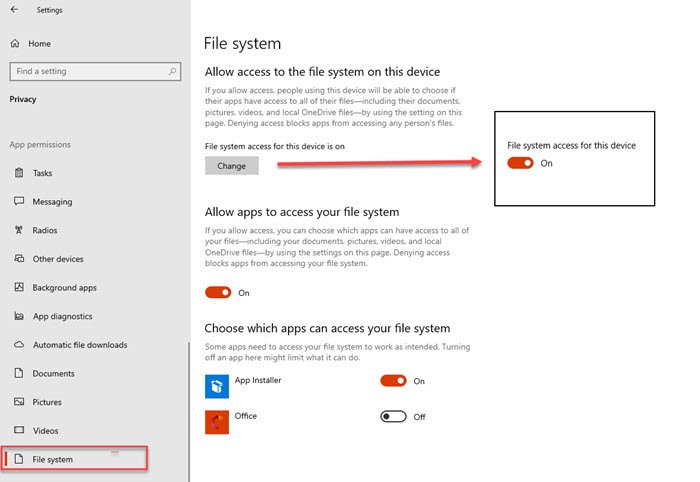 Denegar Permitir el acceso a la carpeta de descarga