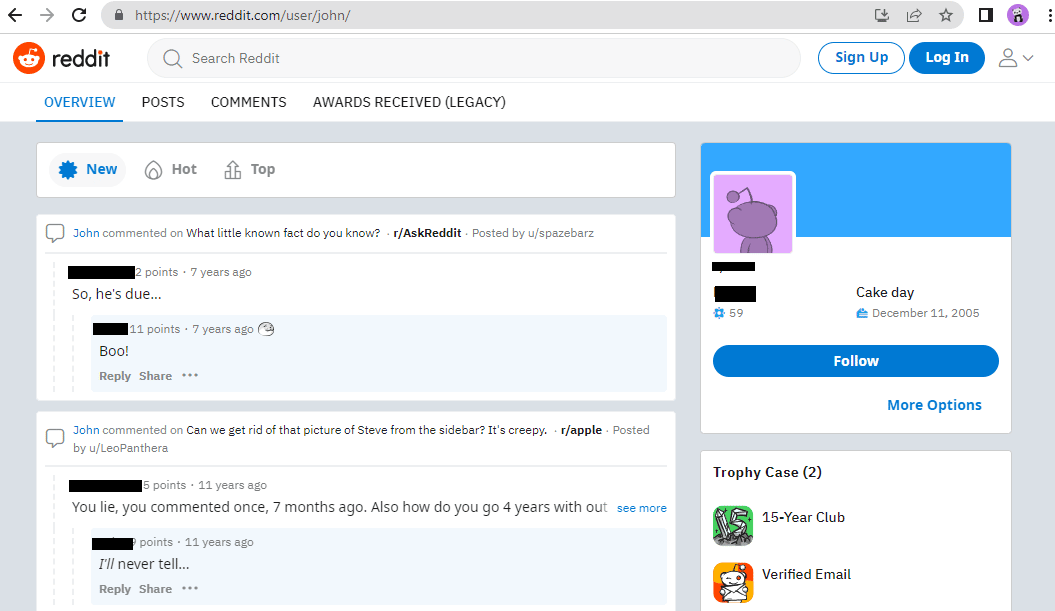 Puedes consultar el historial de comentarios.  Cómo encontrar a alguien en Reddit sin su nombre de usuario