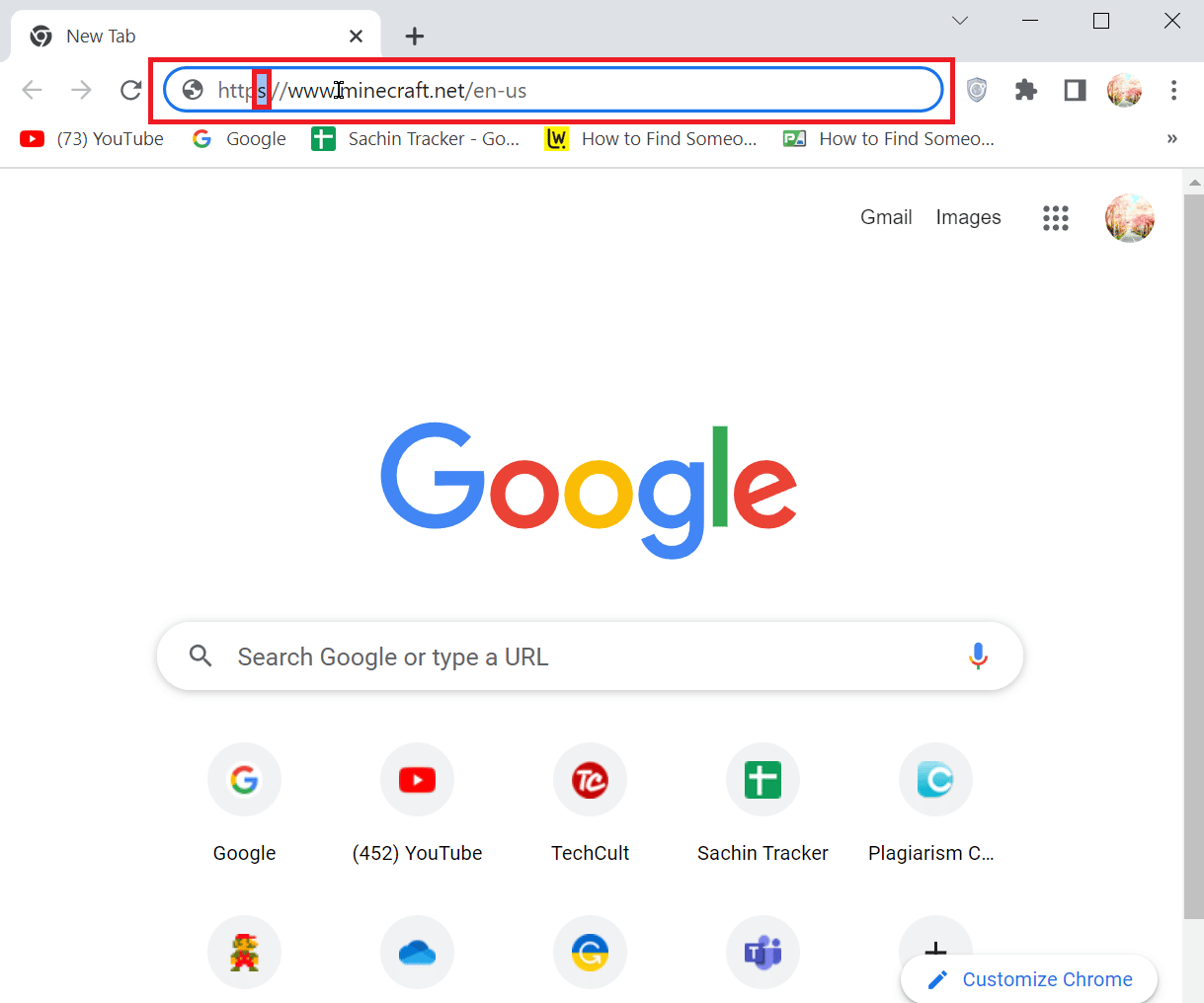 agregar s en http en la barra de direcciones