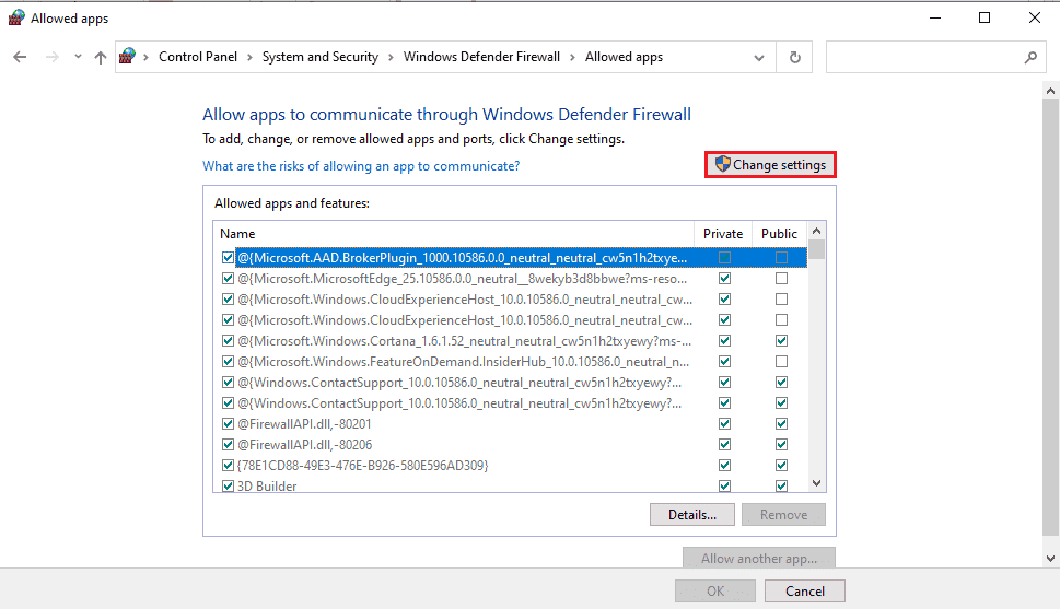 Haga clic en el botón Cambiar configuración en la siguiente ventana