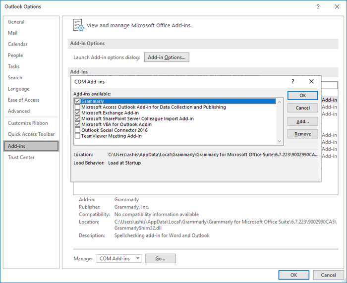 Complementos de Outlook Com