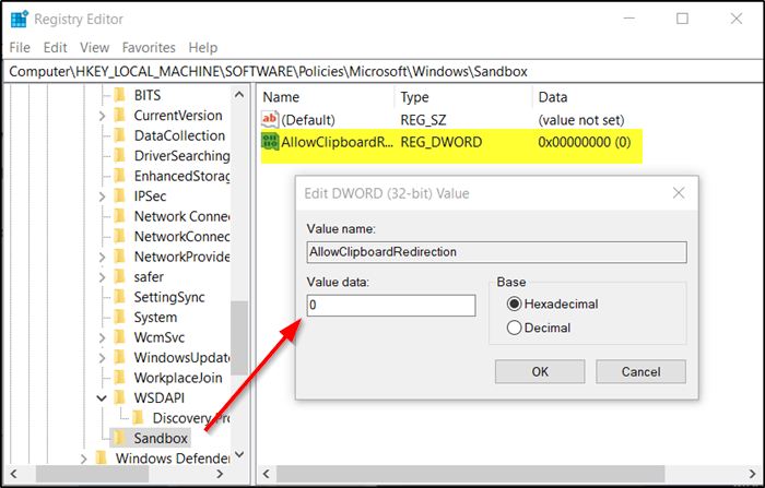 habilitar o deshabilitar el uso compartido del portapapeles en Windows Sandbox