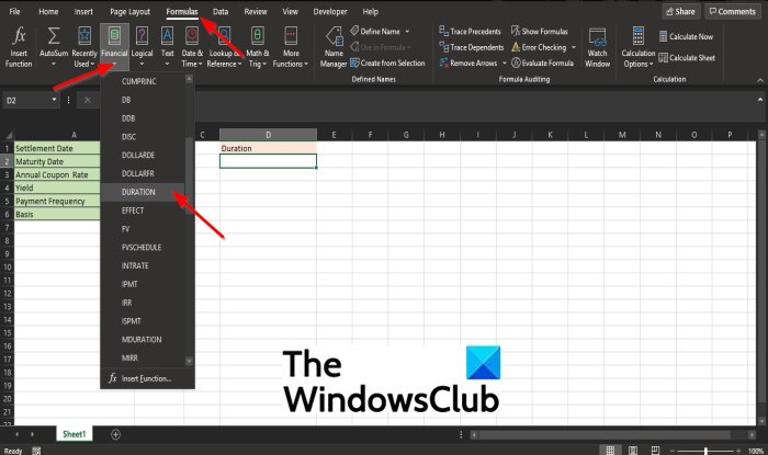 Cómo usar la función de duración financiera en Excel