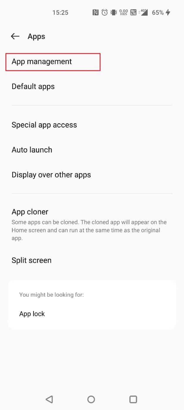 Toque Gestión de aplicaciones | Cómo eliminar imágenes de copia de seguridad automática de Google | evitar que Google Photos guarde fotos