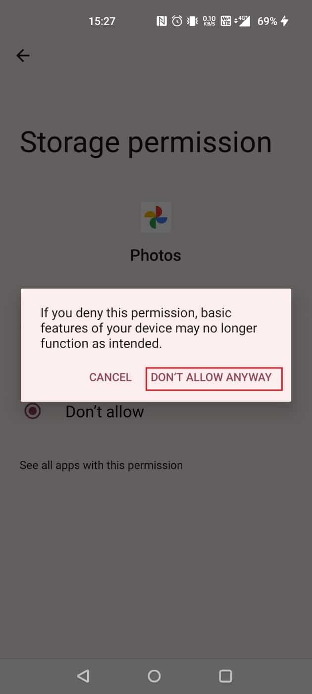 Toque NO PERMITIR DE TODOS MODOS | Cómo eliminar imágenes de copia de seguridad automática de Google | evitar que Google Photos guarde fotos