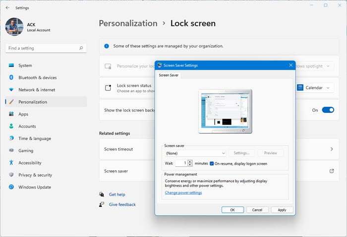 Protector de pantalla protegido por contraseña en Windows 11