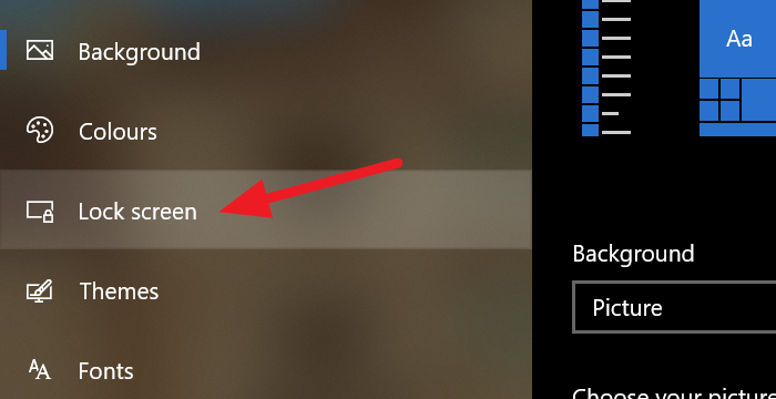 Opciones de pantalla de bloqueo en Windows 10