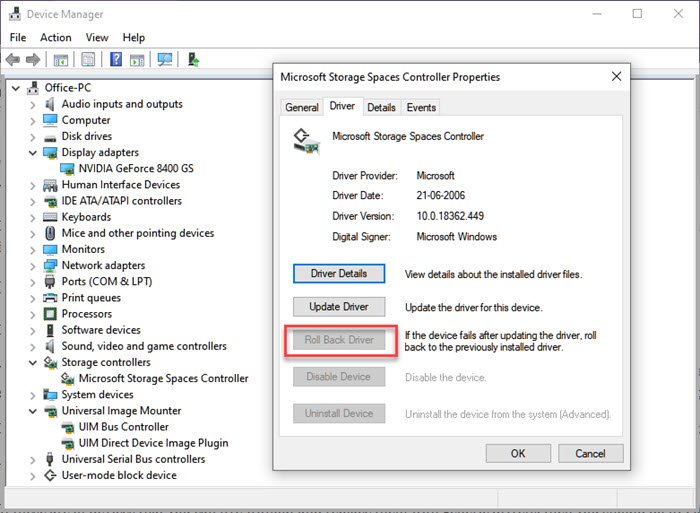 Controlador de restauración de Windows 10