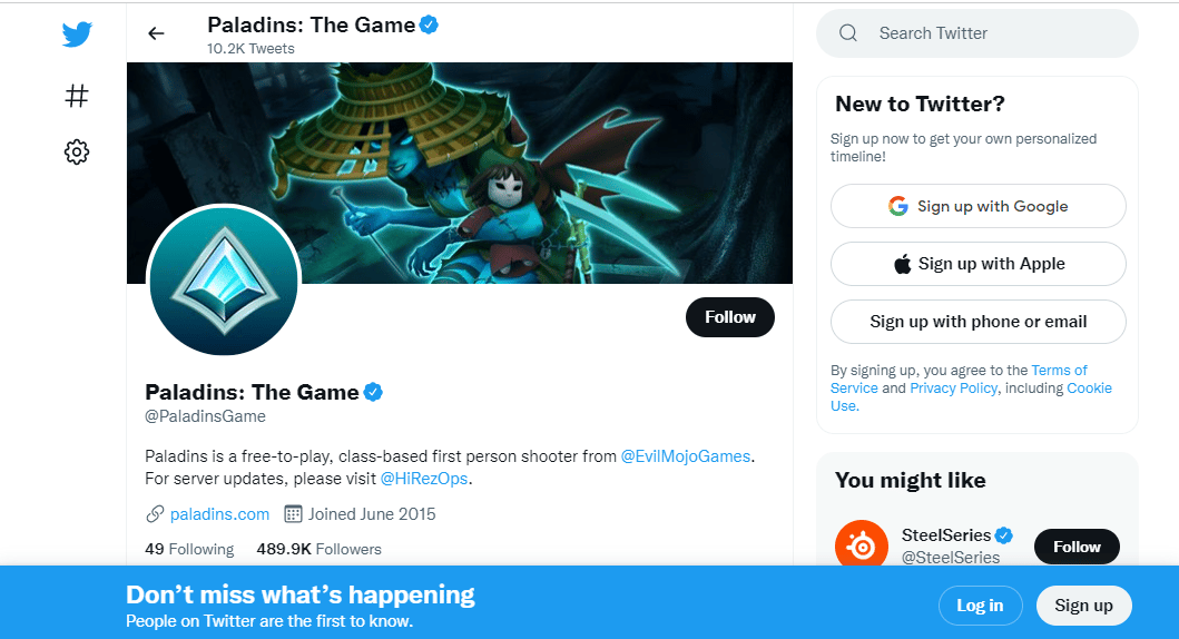 Paladines en Twitter