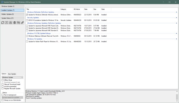 Administrador de actualizaciones de WuMgr para Windows 10