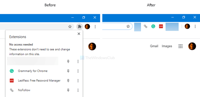 Cómo eliminar el botón Extensiones de la barra de herramientas de Chrome