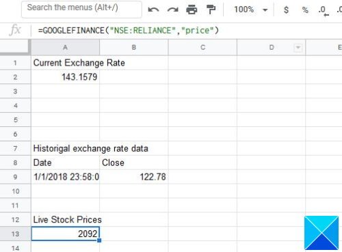 Convierta monedas y descargue datos bursátiles en hojas de cálculo de Google