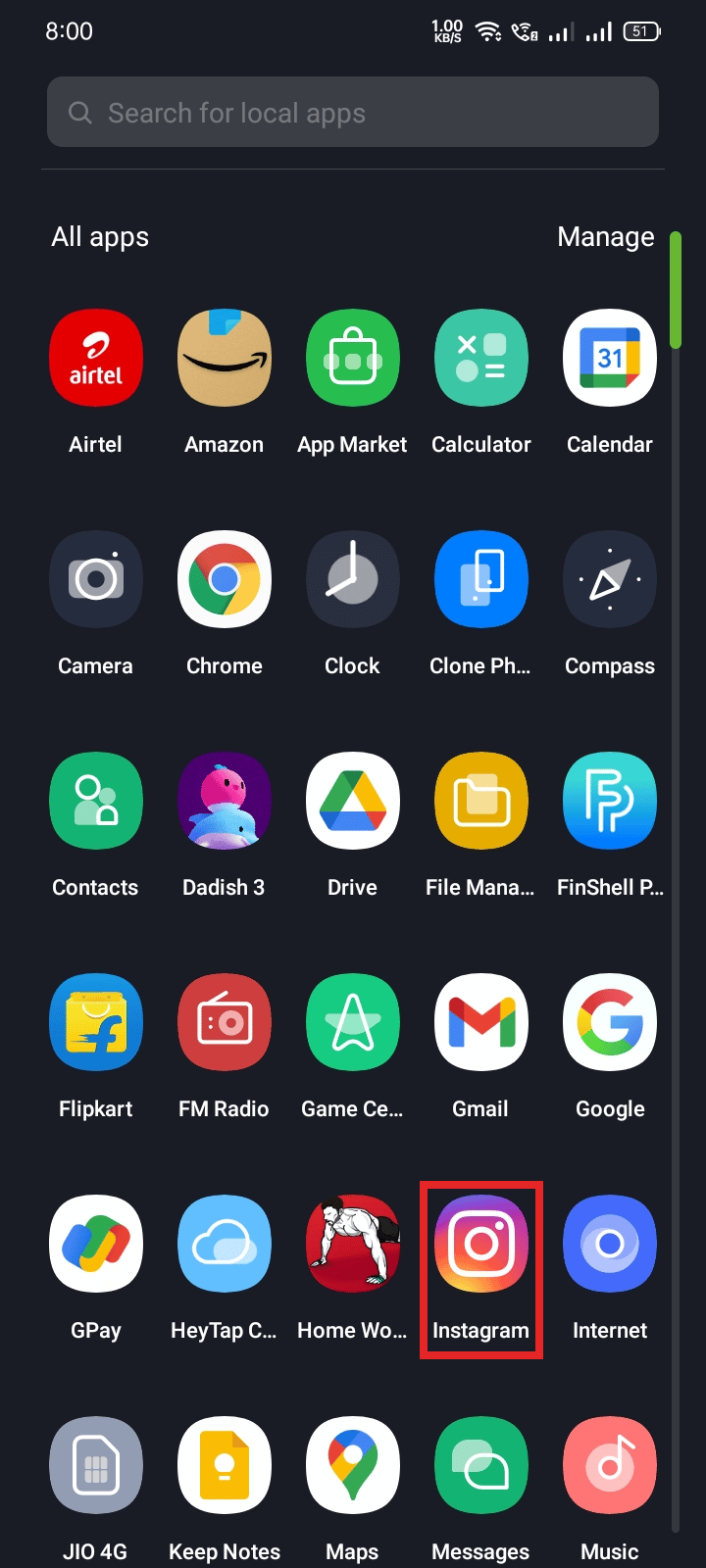 Abre la aplicación de Instagram en tu teléfono.